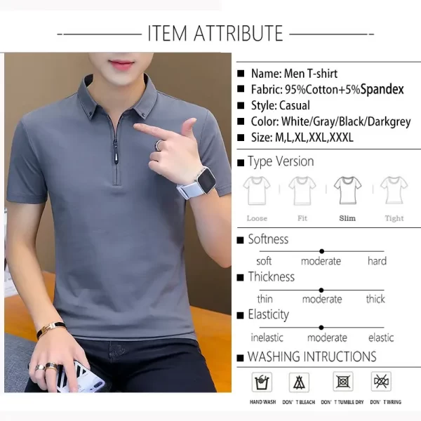 Camiseta de algodão masculina, Browon, manga curta, com gola, estilo coreano, moda verão. - Image 2