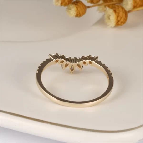 Anel de diamante, CxsJeremy-Moissanite, 14K, 585 Ouro Amarelo, Banda de casamento curvo, Unique Bridal Stacking,  Presente. - Image 4