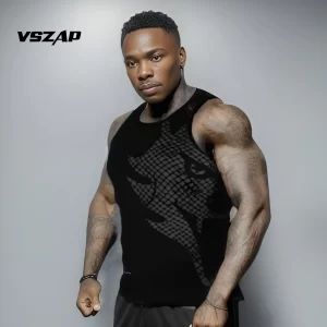 Camiseta regata masculina, VSZAP-Men's Personality Wolf Head Regata, Sem Mangas, Slim Fit, Acampamento, Camisa de Treinamento, Ginásio, Pesca, Esportes.