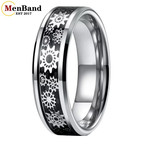 Anel De Carboneto De Tungstênio unissex, Banda De Casamento, Roda De Engrenagem Mecânica, Inlay De Fibra De Carbono, Conforto, 6mm, 8mm - Image 10