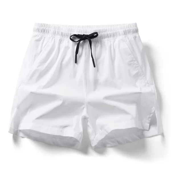 Shorts esportivos de seda de gelo casual masculino, elástico na cintura, bolso dividido, cor sólida, na moda, verão, Fitness. - Image 3