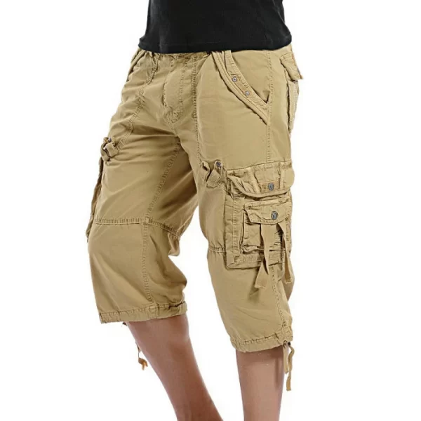 Bermuda casual de algodão camuflados masculina,  curtos camuflados, sem cinto,  compridas com panturrilha. - Image 3