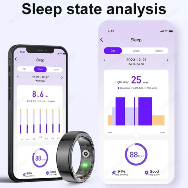 Anel unissex, Fitness Tracker (Smart Ring), Frequência Cardíaca, Sangue, Oxigênio, Sono, Monitor de Saúde, Esporte, Atividade, R02, Android, iOS. - Image 4