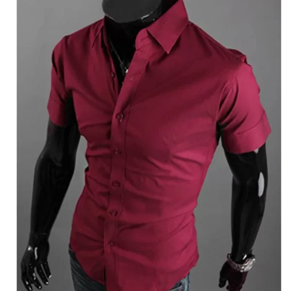 Camisa manga curta masculina, verão Slim Fit, de negócios sociais, marca de luxo,  de Linho, social. - Image 5