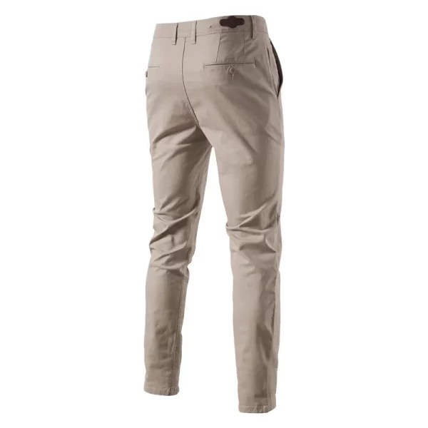 Calça casual slim fit monocromática masculina, de alta qualidade, negócios clássicos, 100% algodão, primavera, outono, nova. - Image 3