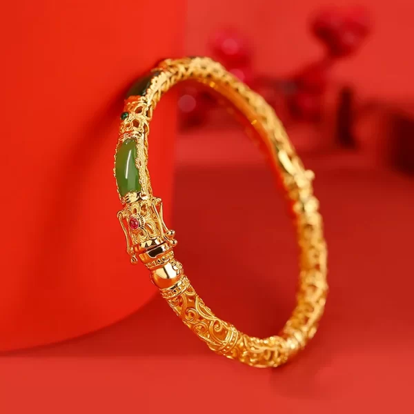 Pulseira de pedras preciosas, feminina,  Hetian Jade Jasper, Filigrana, Auspiciosa Nuvem, Ruyi Moda Openwork, Novo Estilo Chinês, Presentes Artesanais de Jóias - Image 3