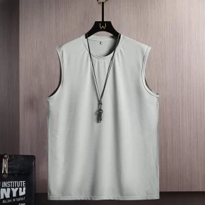 Camiseta regata masculina,  casual sem mangas com gola em O, camiseta coreana solta, monocromática, roupa de verão, nova moda.