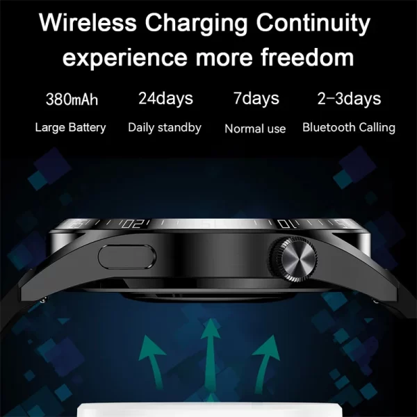 Relógio de pulso inteligente impermeável, masculino, GT4 MAX, Tela HD, Assistente de Voz, Frequência Cardíaca, Pressão Arterial, GPS, IP68, NFC, 1.5 ", Novo. - Image 2