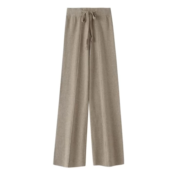 Calça larga feminina, Andy Cashmere tricota, longas, corda de cintura alta, casual reta solta, outono e inverno - Image 4