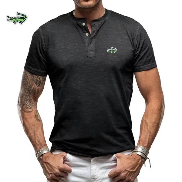 Camisetas Lacoste bordadas masculinas, de alta qualidade, polo masculino, verão, novo. - Image 3