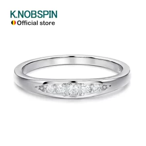 Anel de prata esterlina feminino, KNOBSPIN-925, Todos Moissanite Anéis, GRA Certified, Lab Diamante, D VVS1