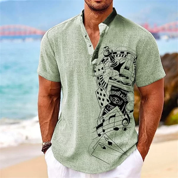 Camisa masculina, manga curta, Henley, roupas gráficas 3D Great Voyage, moda estilista, streetwear havaiano, tops de verão. - Image 18