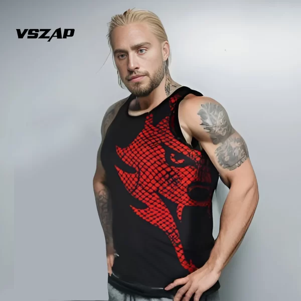Camiseta regata masculina, VSZAP-Men's Personality Wolf Head Regata, Sem Mangas, Slim Fit, Acampamento, Camisa de Treinamento, Ginásio, Pesca, Esportes. - Image 2