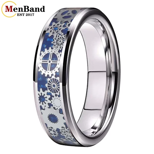 Anel De Carboneto De Tungstênio unissex, Banda De Casamento, Roda De Engrenagem Mecânica, Inlay De Fibra De Carbono, Conforto, 6mm, 8mm - Image 8