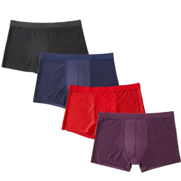 Cueca boxer masculina, 4 pçs/lote fibra de bambu, plus size xxxxl,  tamanho grande respirável roupa interior 4xl 5xl 6xl 7xl 8xl - Image 2