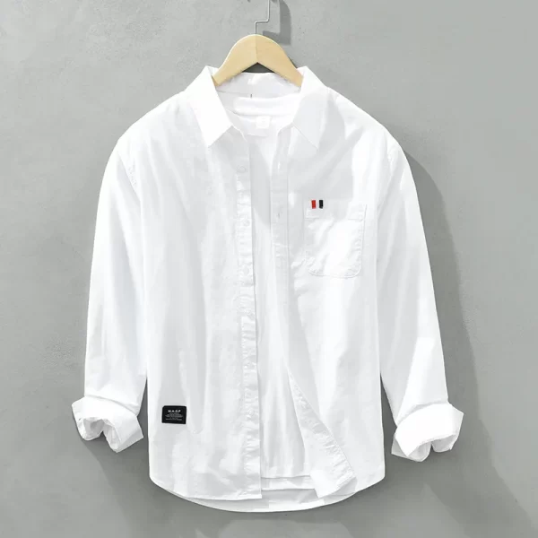Camisa masculina, manga longa,  casuais clássicas, algodão puro, finas, gola virada para baixo, nova, outono, C6677 - Image 9