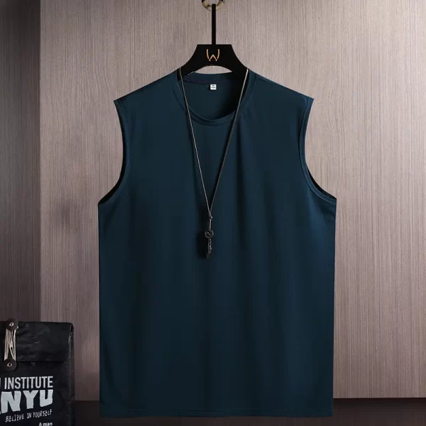 Camiseta regata masculina,  casual sem mangas com gola em O, camiseta coreana solta, monocromática, roupa de verão, nova moda. - Image 3