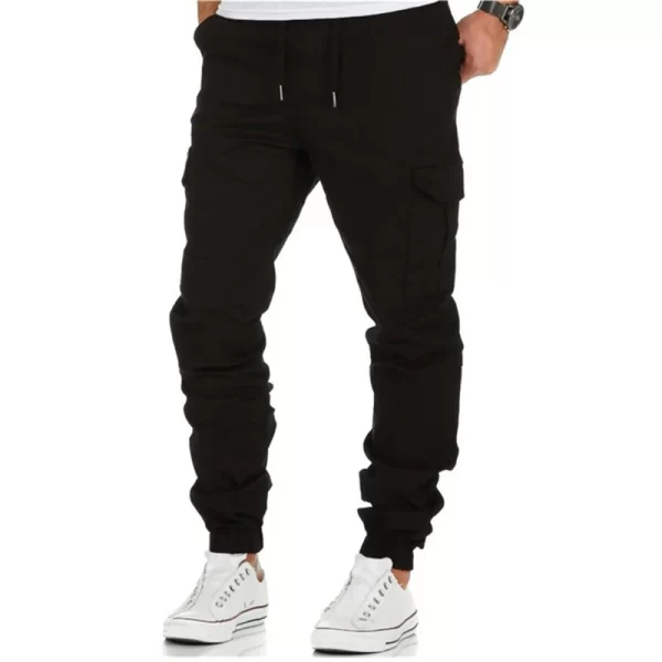 Calça masculina tecida multibolso de cor sólida, slim fit, moda casual, esportes de rua, roupa de corrida, primavera e outono - Image 6