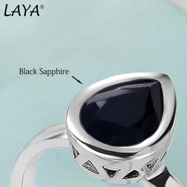 Anel feminino prata esterlina sintética, Laya 925, pera-em forma de cristal colorido simples moldura anel de ajuste, original jóias modernas. - Image 5