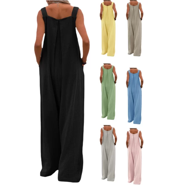 Macacão feminino, Itfabs, cor sólida, casual botão,  perna larga,  suspender macacão com bolsos venda quente