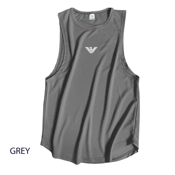 Camiseta regata masculina respirável de musculação, de ginástica, sem mangas, estampa de marca, esportes, basquete, treinamento, verão. - Image 19