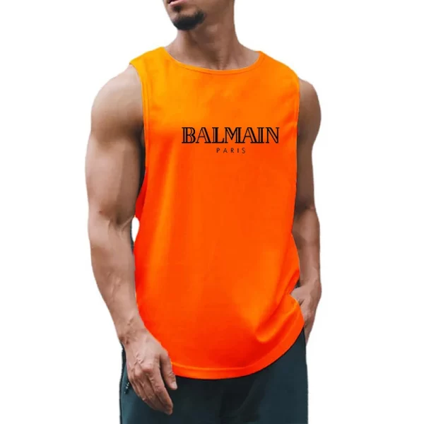 Camiseta regata masculina, sem mangas de secagem rápida com gola redonda, regata esportiva Fitness, Elástica, Respirável, Ginásio, Corrida, Treinamento, Verão. - Image 4