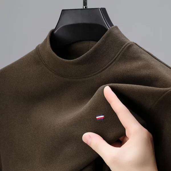 Camiseta de veludo alemão manga longa masculina, com gola simulada, bordada, High End, Luxo, moda casual, fundo quente, negócio. - Image 7