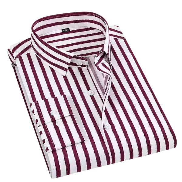 Camisa masculina listrada manga longa, Slim Fit Streetwear, Casual, Negócios, Escritório, Novo, Boa Qualidade, Plus Size, M-5XL - Image 4