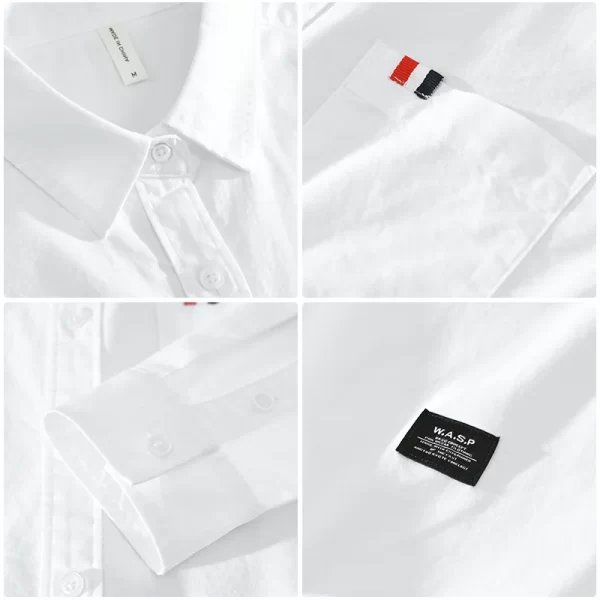 Camisa masculina, manga longa,  casuais clássicas, algodão puro, finas, gola virada para baixo, nova, outono, C6677 - Image 4