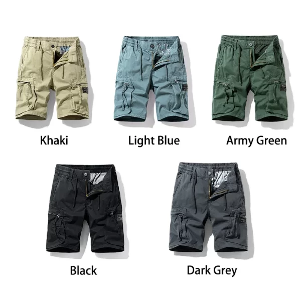 Bermuda masculina,  de bolsos, de algodão, monocromático, respirável, casual, novo, verão, moda. - Image 5