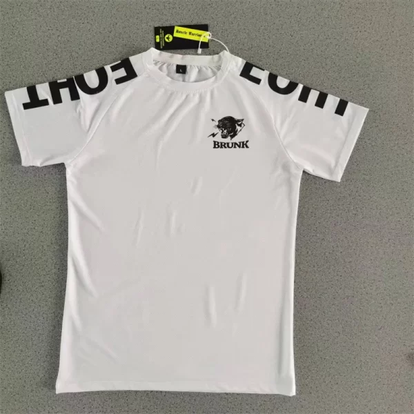 Camiseta esportiva masculina de ginástica, gráfica, fria e seca, cor sólida, tops de manga curta, casual com o pescoço, verão, M-3XL - Image 3