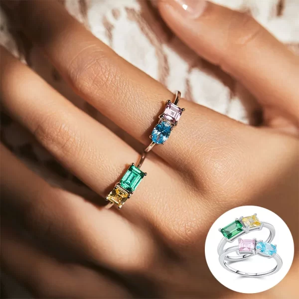 Anel geométrico feminino, 925 Sterling Silver, 100% Prata, Design Quadrado Elíptico, Jóias Da Moda, De Festa, Zircão. - Image 6