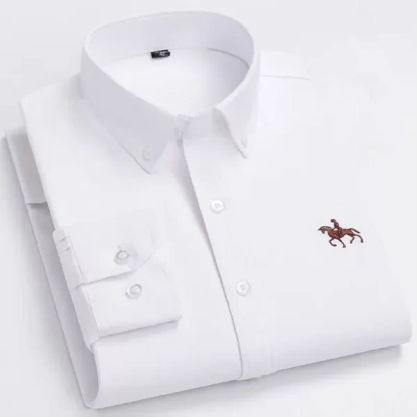 Camisa manga longa masculina,  Oxford, 100% algodão,  bordadas de cavalo, streetwear extragrande, listra xadrez, casual, lazer, Plus 6XL - Image 18