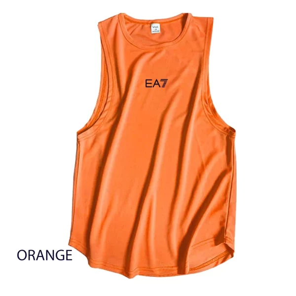Camiseta regata masculina respirável de musculação, de ginástica, sem mangas, estampa de marca, esportes, basquete, treinamento, verão. - Image 23