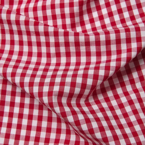 Camisa masculina, manga curta,  xadrez pequenas vermelhas, de algodão, com botão, casual, verão. - Image 6