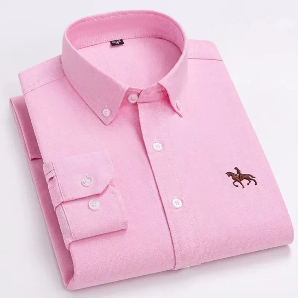 Camisa manga longa masculina,  Oxford, 100% algodão,  bordadas de cavalo, streetwear extragrande, listra xadrez, casual, lazer, Plus 6XL - Image 15