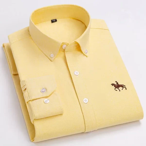 Camisa manga longa masculina,  Oxford, 100% algodão,  bordadas de cavalo, streetwear extragrande, listra xadrez, casual, lazer, Plus 6XL - Image 9