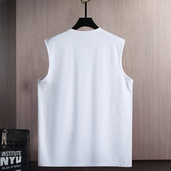 Camiseta regata masculina,  casual sem mangas com gola em O, camiseta coreana solta, monocromática, roupa de verão, nova moda. - Image 5