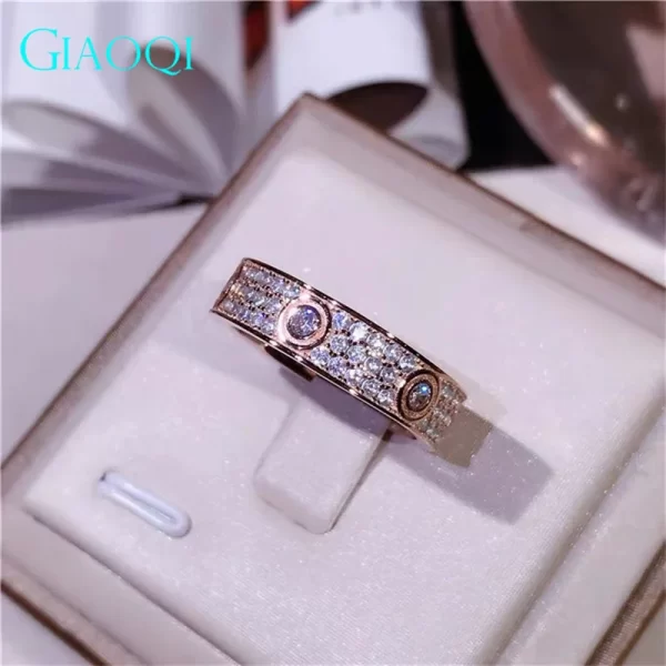 Anel banhado à ouro 18k, feminino, GIAOQI-925, corte brilhante redondo, testador de diamante passado, micro cor d, anel moissanite, total de 1 ct - Image 7
