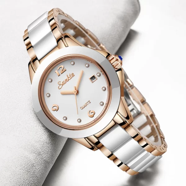 Relógio de pulso feminino, SUNKTA-pulseira de ouro rosa, de quartzo impermeáveis, nova moda criativa. - Image 2