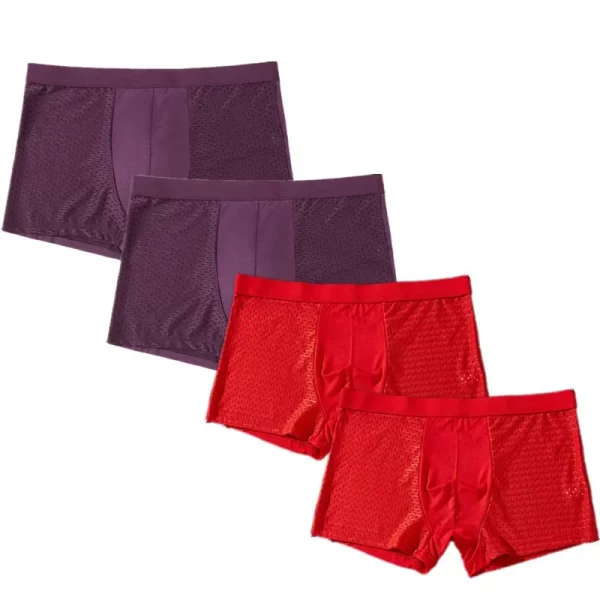 Cueca boxer masculina, 4 pçs/lote fibra de bambu, plus size xxxxl,  tamanho grande respirável roupa interior 4xl 5xl 6xl 7xl 8xl - Image 14
