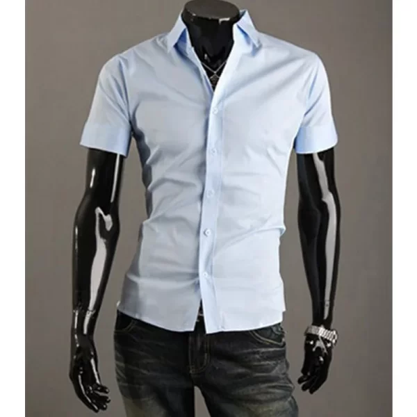 Camisa manga curta masculina, verão Slim Fit, de negócios sociais, marca de luxo,  de Linho, social. - Image 2