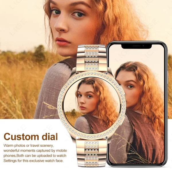 Relógio de pulso feminino, LIGE-Smartwatch, 1.32 ", Chamada Bluetooth, Assistente de Voz AI, Relógios Femininos, Relógio Personalizado, Monitor de Saúde - Image 2