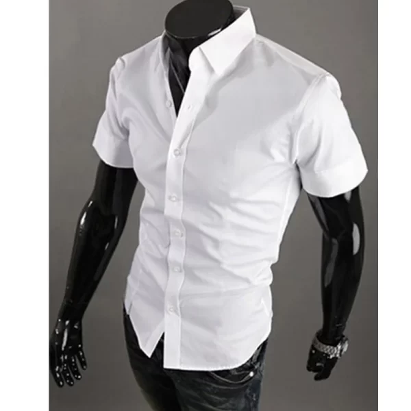 Camisa manga curta masculina, verão Slim Fit, de negócios sociais, marca de luxo,  de Linho, social. - Image 11
