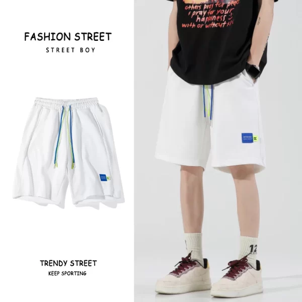 Bermudas de praia casual masculino solto, suor que drinca fibras,  de basquete de secagem rápida, moda europeia e americana, novo verão. - Image 5