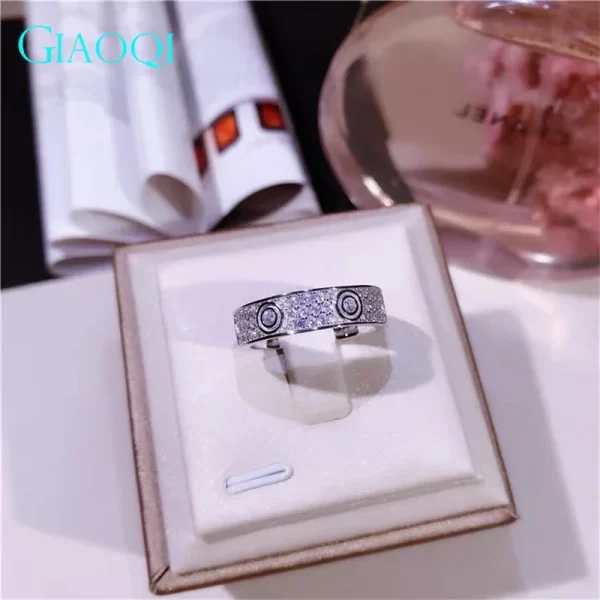 Anel banhado à ouro 18k, feminino, GIAOQI-925, corte brilhante redondo, testador de diamante passado, micro cor d, anel moissanite, total de 1 ct - Image 3