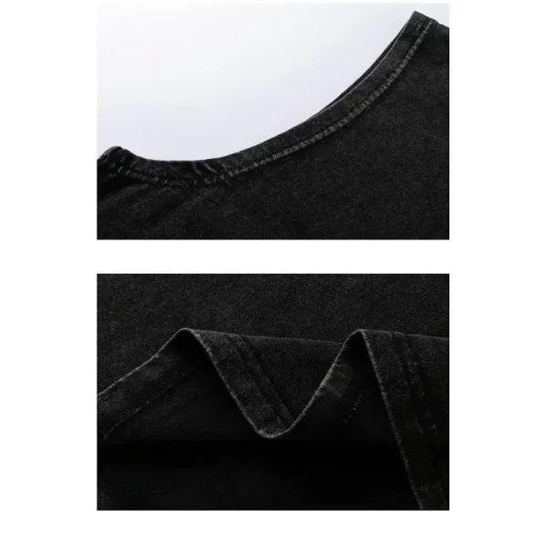 Camiseta regata masculina de algodão lavada, solta vintage, tops casuais sem mangas, streetwear hip hop, colete oversize - Image 5