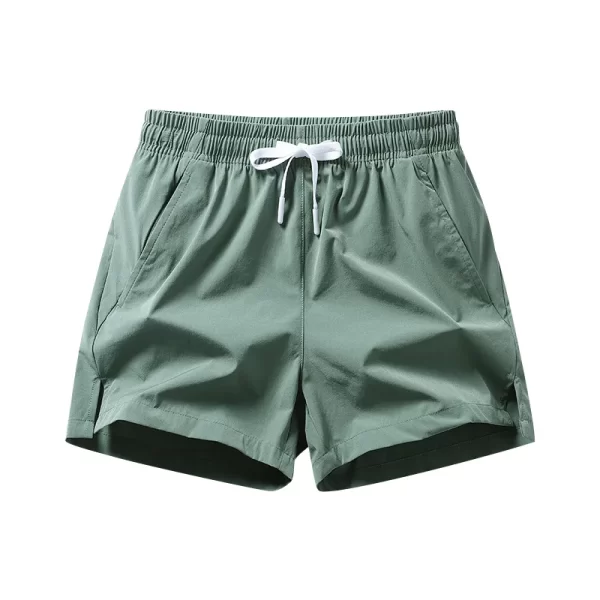Shorts esportivos de seda de gelo casual masculino, elástico na cintura, bolso dividido, cor sólida, na moda, verão, Fitness. - Image 5