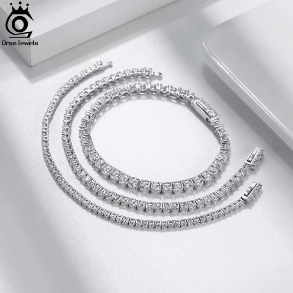 Pulseira S925 prata esterlina unissex, Orsa jóias autêntico, tênis corrente pulseira processo de moldagem hanmade high-end corrente de mão sb128. - Image 4