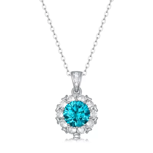 Colar em prata esterlina 925 feminino, Laya 100%, 1ct azul moissanite forma redonda design pingente, noiva, aniversário, casamento jóias. - Image 6